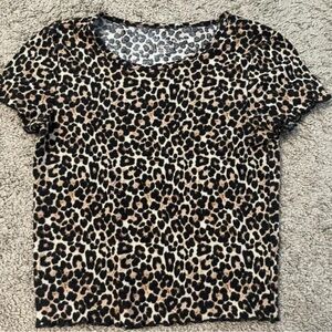 American Eagle Outfitters Leopard Print Short Sleeve Top